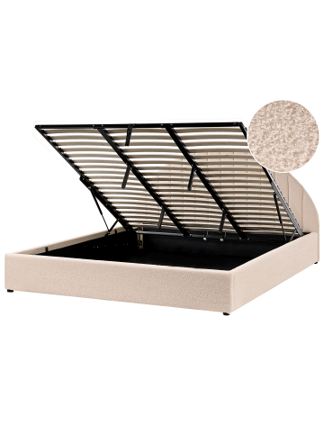 Beliani Doppelbett CHADENET in Beige - (W) 191 x (H) 102 x (L) 215 cm