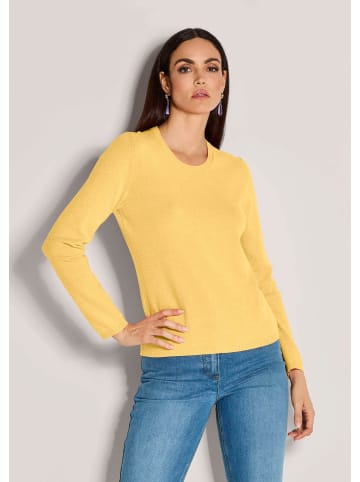 MADELEINE Leichtes Feinstrick-Oberteil mir Rundhals in goldgelb / melange