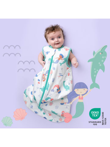Schlummersack Babyschlafsack, 1.0 TOG in Weiß-Türkis