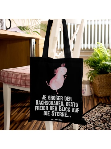 Mr. & Mrs. Panda Shopping Tasche Axolotl Tanzen mit Spruch in Schwarz