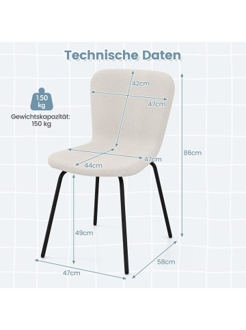 COSTWAY 4er Set Esszimmerstühle in Beige