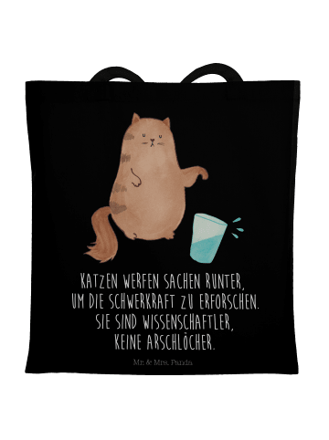 Mr. & Mrs. Panda Umhängetasche Katze Wasserglas mit Spruch in Schwarz