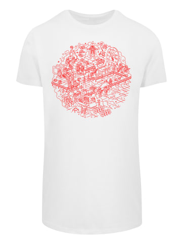 F4NT4STIC Long Cut T-Shirt Star Wars Christmas Death Star in weiß