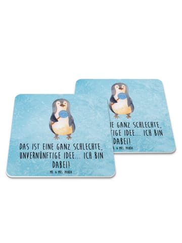 Mr. & Mrs. Panda Getränkeuntersetzer Pinguin Lolli mit Spruch in Eisblau