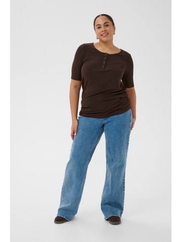 KAFFE curve T-Shirt kurzarm KCamia Tight fit in Coffee Bean