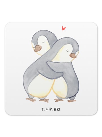 Mr. & Mrs. Panda Glasuntersetzer Pinguine Kuscheln ohne Spruch in Weiß