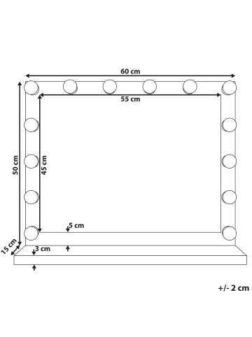 Beliani Kosmetikspiegel BEAUVOIR in Schwarz - (W) 60 x (H) 50 x (L) 2 cm