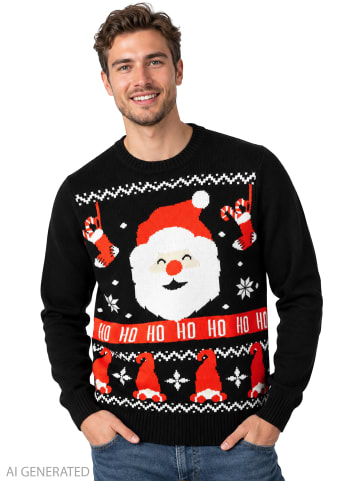 United Labels Winterpullover Weihnachtsmann Santa Strick Pullover Ugly Sweater in schwarz