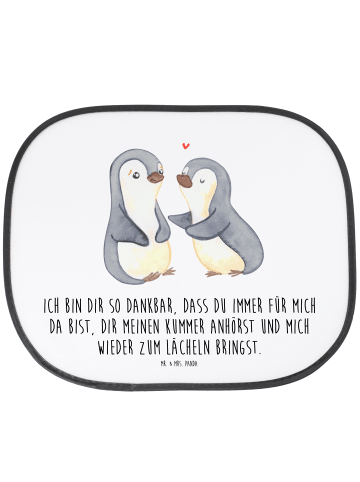 Mr. & Mrs. Panda Sonnenblende Auto Pinguine trösten mit Spruch in Weiß