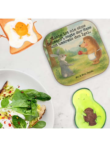 Mr. & Mrs. Panda Glas-Untersetzer Hase Igel Design mit Spruch in Weiß