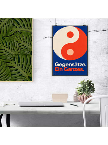 Poster Yin-Yang grafisch Design mit Spruch in Weiß