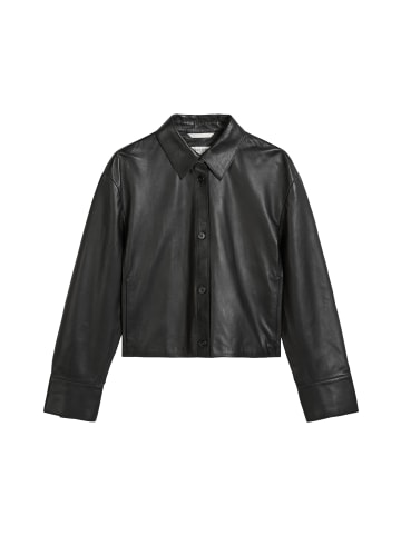 Marc O'Polo Lederhemd regular in Schwarz