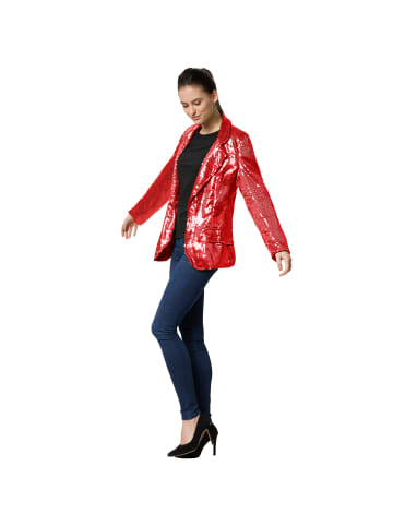 tectake Damen-Jackett mit glitzernden Pailletten, rot