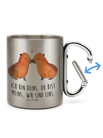 Mr. & Mrs. Panda Edelstahltasse Capybara Liebe mit Spruch in Silber