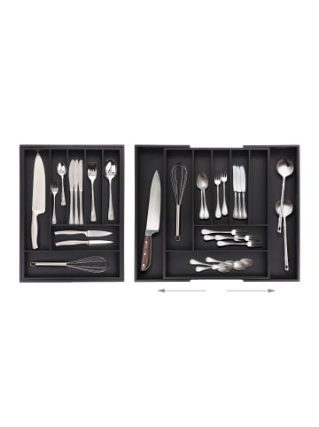relaxdays Besteckkasten in Schwarz - (B)33,5 x (H)5 x (T)44,5 cm
