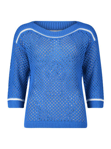 Betty Barclay Lochstrick-Pullover mit Strickdetails in Patch Blue/White