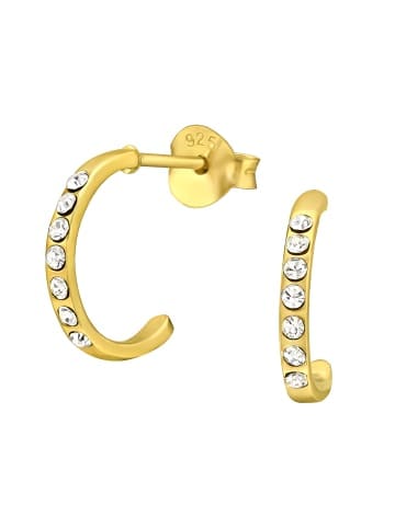 Alexander York Creolen halboffen in Gold Kristall weiß aus 925 Sterling Silber, 2-tlg. in gold