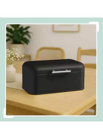 relaxdays Brotkasten in Schwarz – (B)30 x (H)15,5 x (T)21 cm