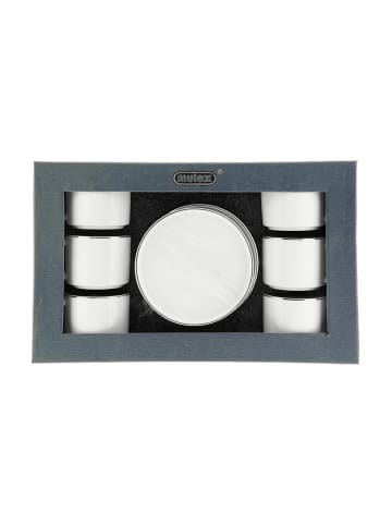 Mulex Mulex 12 Teiliges Kaffeetassen-Set mit Untertasse aus Porzellan in Silber