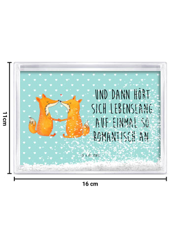 Mr. & Mrs. Panda Bilderrahmen Füchse Liebe mit Spruch in Türkis Pastell