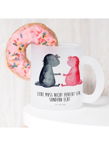 Mr. & Mrs. Panda Trinkbecher Axolotl Liebe mit Spruch in Transparent