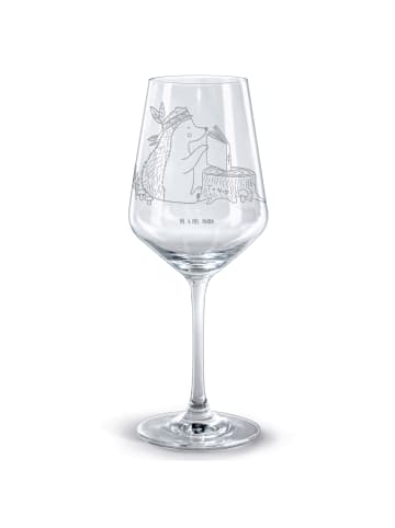 Mr. & Mrs. Panda Glas Rotwein Igel Federschmuck ohne Spruch in Transparent