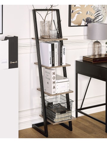 Beliani Bücherregal JOPLIN in Schwarz/Braun - (W) 35 x (H) 143 x (L) 33 cm