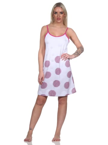 NORMANN Ärmelloses Spaghetti Nachthemd TupfenPunkte - 79537 in pink