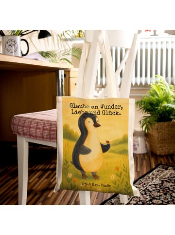 Mr. & Mrs. Panda Tote Bag Pinguin Marienkäfer Design mit Spruch in Weiß
