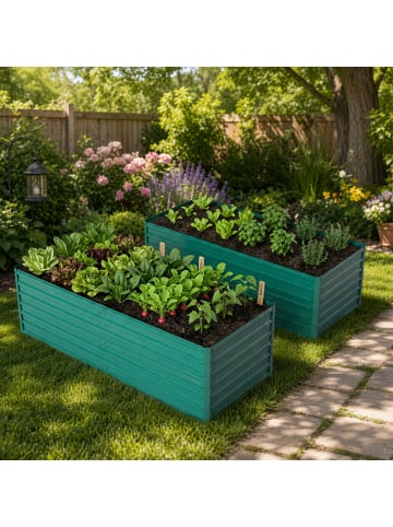 ABRIHOME Hochbeet in Grün 190x90x64 cm Metall wetterfest für Garten Terrasse