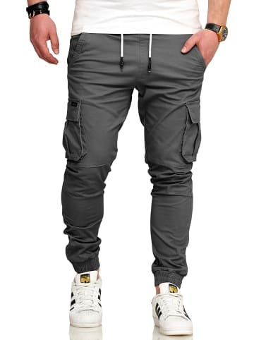 SOUL STAR Cargohose - S2LOM Chino Jogger Jeans Hose Stoffhose Freizeithose in Dunkelgrau