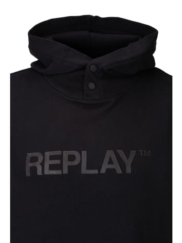 Replay Kapuzensweatshirt Organic Light Cotton Fleece in schwarz