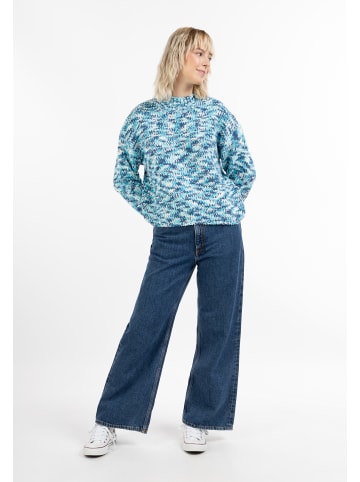 myMo Damen Strickpullover in Blau Mehrfarbig