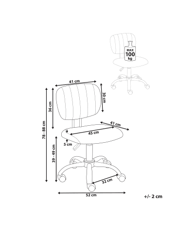 Beliani Bürostuhl BUBBLY in Grau/Weiß - (W) 52 x (H) 78 x (L) 52 cm