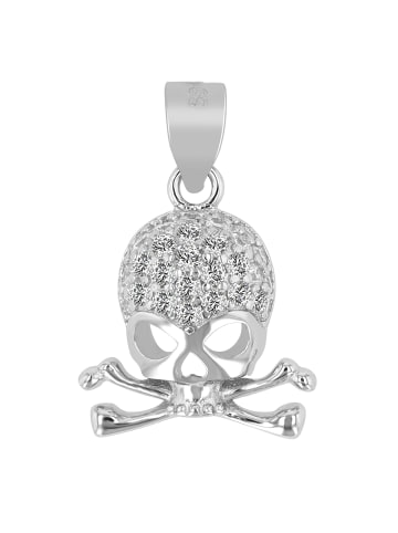 Adeliás Damen Anhänger Totenkopf aus 925 Silber mit Zirkonia in silber