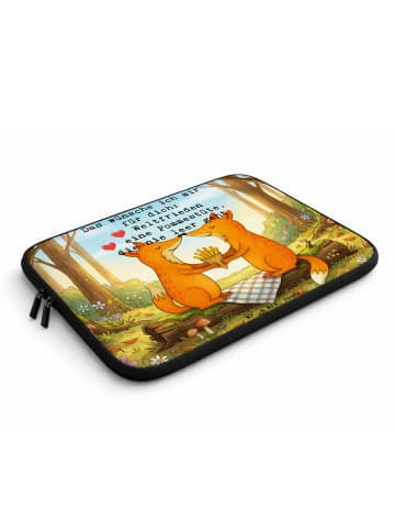 Mr. & Mrs. Panda Laptop Tasche Füchse Liebe Pommes Design mit Sp... in Weiß