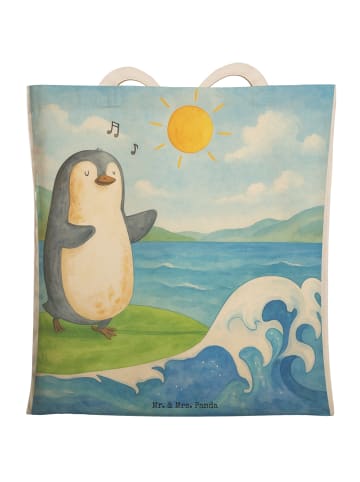 Mr. & Mrs. Panda Einkaufstasche Pinguin Surfer Design ohne Spruch in Weiß