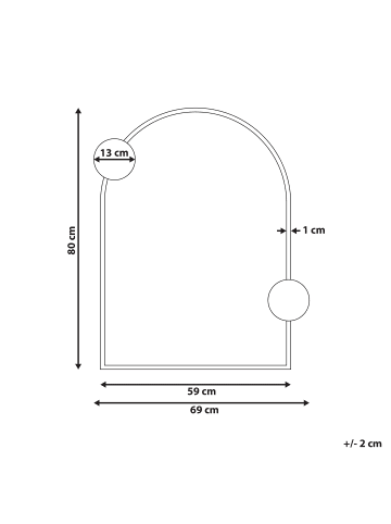 Beliani Wandspiegel AULON in Schwarz - (W) 69 x (H) 80 x (L) 3 cm