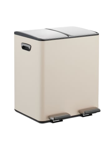 relaxdays Mülleimer in Beige/ Silber - 2x 15 Liter