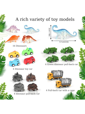 Okyo Adventskalender 2025 Weihnachten Dino Christmas Dinosaurier Auto ab 4 Jahren