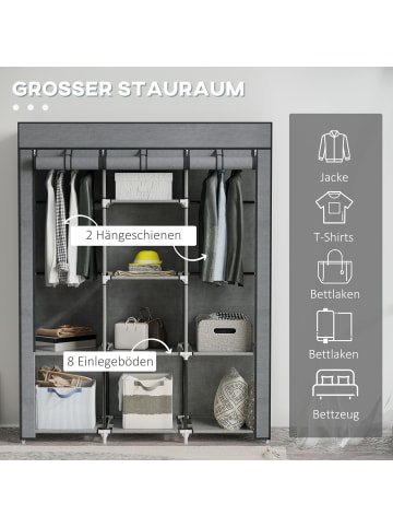 HOMCOM Stoffschrank-125L x 43B x 162,5H cm-Dunkelgrau