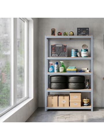 relaxdays Schwerlastregal in Grau/ Braun - (B)100 x (H)180 x (T)40 cm