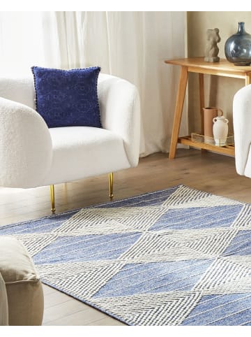 Beliani Kurzflor DATCA in Blau/Beige - (W) 140 x (H) 1 x (L) 200 cm