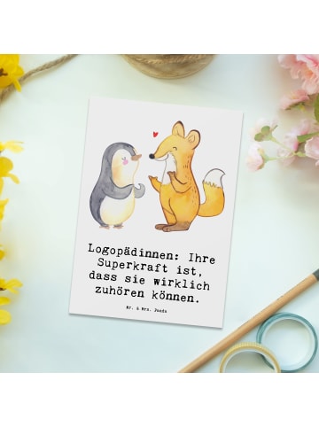 Mr. & Mrs. Panda Wanddeko Logopädin Superkraft mit Spruch in Weiß