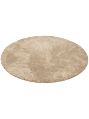 Pergamon Super Soft Kinder Hochflor Teppich Silky Kids Rund in Beige