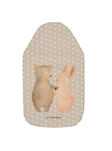 Mr. & Mrs. Panda Wärmflasche Bär und Hase Umarmen ohne Spruch in Grau Pastell