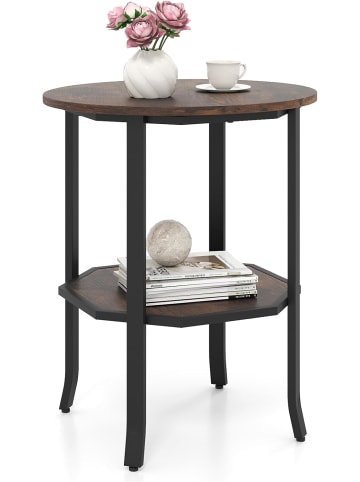 COSTWAY Beistelltisch 2-stufig in Braun