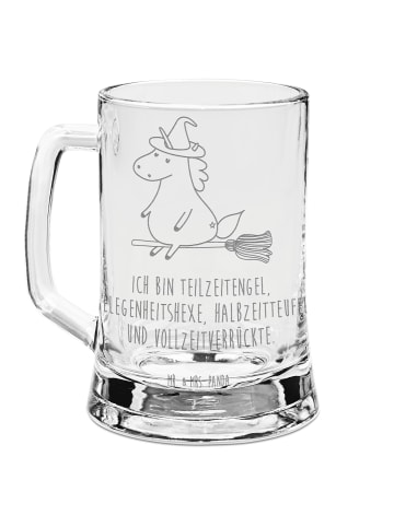 Mr. & Mrs. Panda Gravur Bierkrug Einhorn Hexe mit Spruch in Transparent