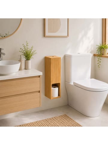 relaxdays Toilettenpapier Aufbewahrung in Natur - (B)14 x (H)46,5 x (T)14 cm