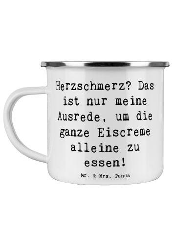 Mr. & Mrs. Panda Teetasse Spruch Herzschmerz Eiscreme mit Spruch in Weiß